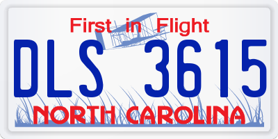 NC license plate DLS3615