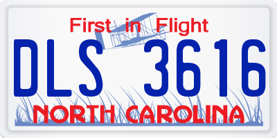NC license plate DLS3616