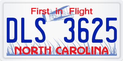 NC license plate DLS3625