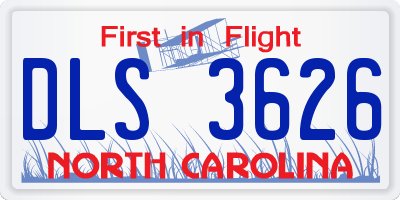 NC license plate DLS3626