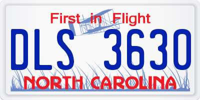 NC license plate DLS3630
