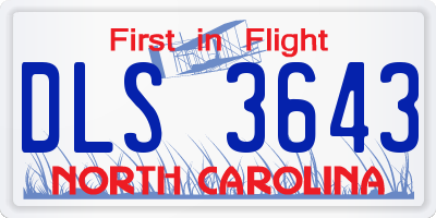 NC license plate DLS3643