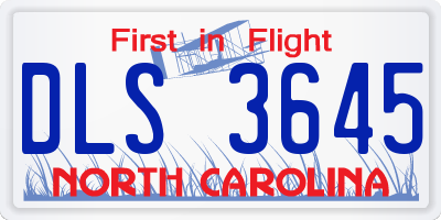 NC license plate DLS3645