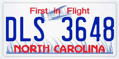NC license plate DLS3648