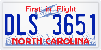 NC license plate DLS3651