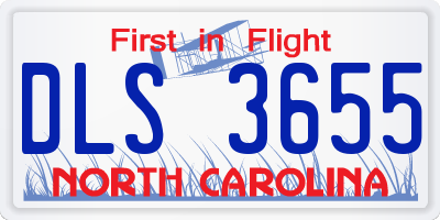 NC license plate DLS3655
