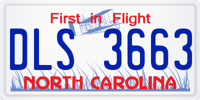 NC license plate DLS3663