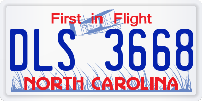 NC license plate DLS3668