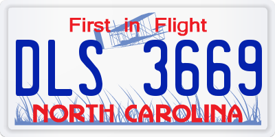 NC license plate DLS3669