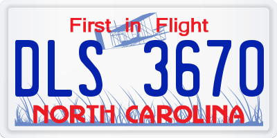 NC license plate DLS3670