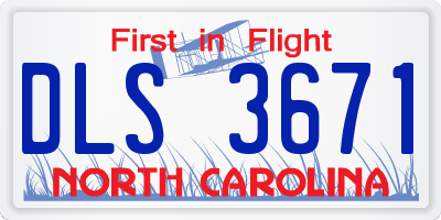NC license plate DLS3671