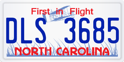 NC license plate DLS3685