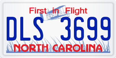 NC license plate DLS3699