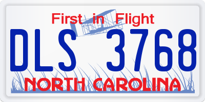 NC license plate DLS3768
