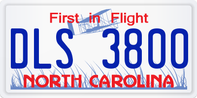 NC license plate DLS3800