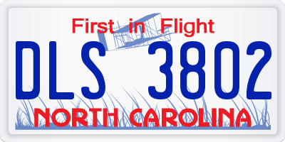 NC license plate DLS3802