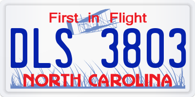NC license plate DLS3803