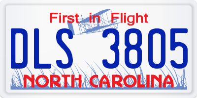 NC license plate DLS3805