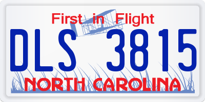 NC license plate DLS3815