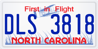 NC license plate DLS3818