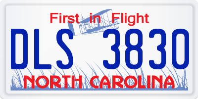 NC license plate DLS3830
