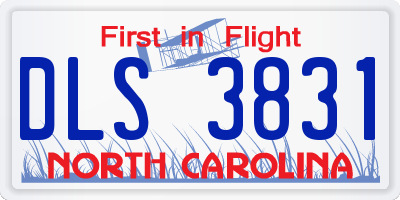 NC license plate DLS3831