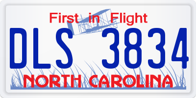 NC license plate DLS3834