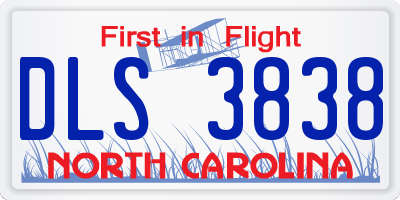 NC license plate DLS3838