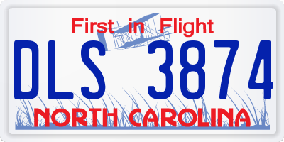 NC license plate DLS3874