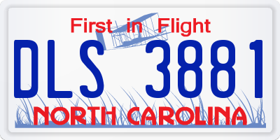 NC license plate DLS3881