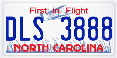 NC license plate DLS3888