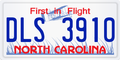 NC license plate DLS3910