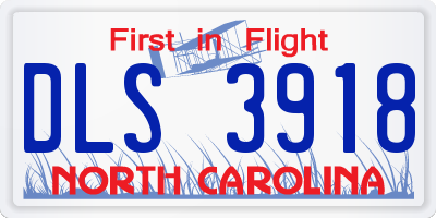 NC license plate DLS3918