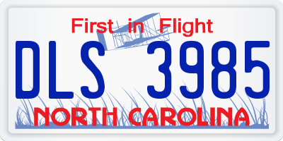 NC license plate DLS3985