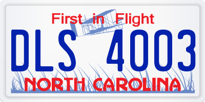 NC license plate DLS4003