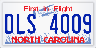 NC license plate DLS4009