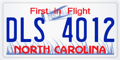 NC license plate DLS4012