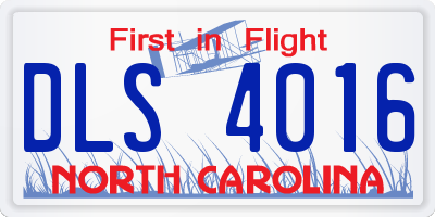 NC license plate DLS4016
