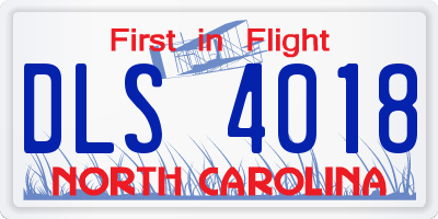NC license plate DLS4018