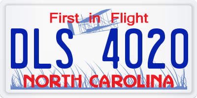 NC license plate DLS4020