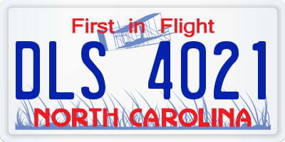 NC license plate DLS4021