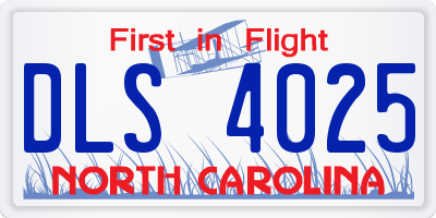 NC license plate DLS4025