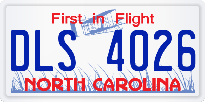NC license plate DLS4026
