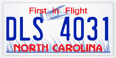 NC license plate DLS4031