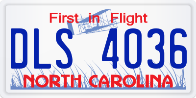 NC license plate DLS4036