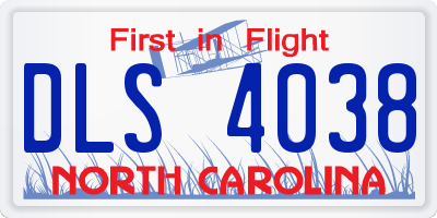 NC license plate DLS4038