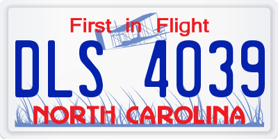 NC license plate DLS4039