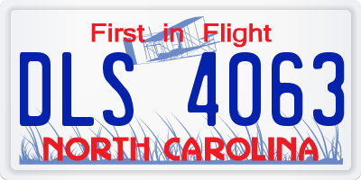 NC license plate DLS4063