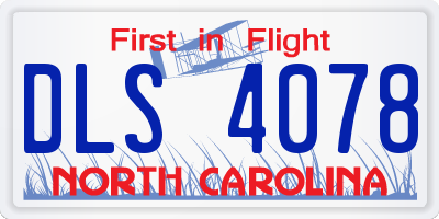 NC license plate DLS4078