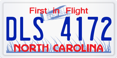 NC license plate DLS4172